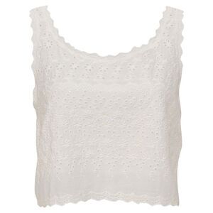 LoveShackFancy Cropped Eyelet Top in White Cotton
